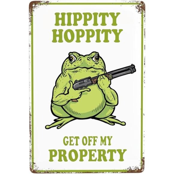 Frog Room Sign Funny Metal Tin Vintage Bedroom Door Decor Hippity Hoppity Ge - Picture 1 of 8